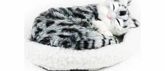 Misha Sleeping Pet Breathing With Cushion Cat Soft Snoozing Toy (Grey)