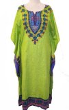 Green Dashiki Batik Cotton Kaftan Dress - Size 14