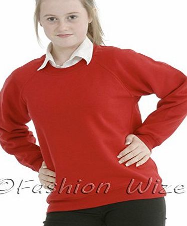 Miss Chief Girls Boys Unisex School Jumper Sweatshirt Uniform Age 3 4 5 6 7 8 9 10 11 12 13 (11-12yrs, Red)