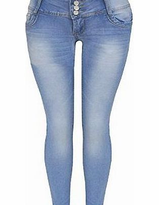 Miss One Miss Ta-Daa Ladies 3 Button Skinny Slim Fit Denim Jeans UK S M L XL XXL 8 - 14 (42)