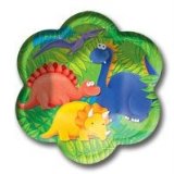 MISS PARTYS PARTY BITS N BOBS DINOSAUR PARTY FLOWER SHAPED PLATES X 8 - DINOSAUR THEME PARTY SUPPLIES AND PRODUCTS