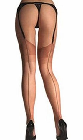 Missi 15 Denier Seamed Stockings - One Size - Natural/Natural Seams