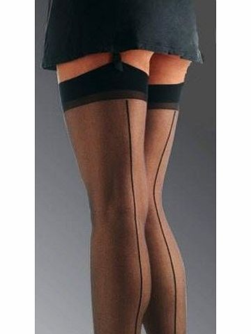 Missi Black /Black 15 Denier Stiletto Heel Seamed Stockings -XL