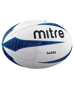 Mitre Sabre White and Blue Rugby Ball - Size 5