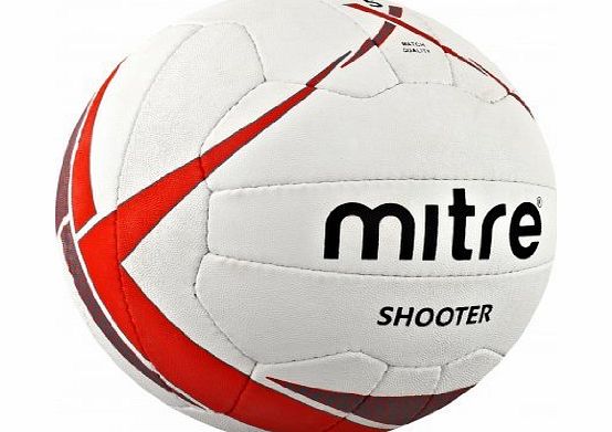 Mitre Shooter Match Netball - White/Red/Grey, Size 5