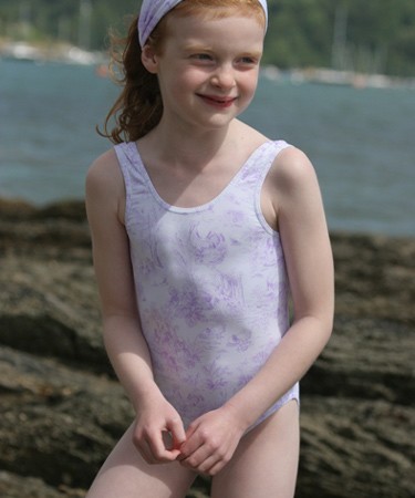 Mitty James Lilac toile patterned scoop neck swimsuit