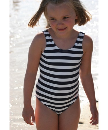 Navy & white stripe striped scoop neck swimsuit