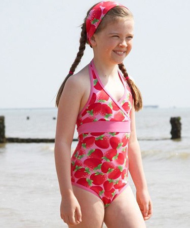 Strawberry Print Halter Neck Swimsuit