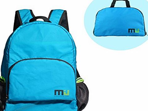 Packable Handy Lightweight Nylon Backpack Daypack - Foldable and Water Resistant (Blue)