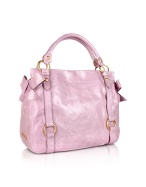 Side Bows Lilac Leather Tote Bag
