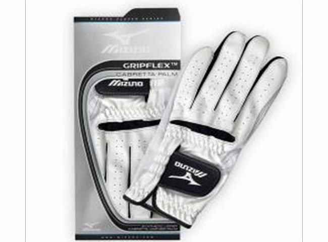 Mizuno Golf 2013 Mens Gripflex Golf Glove - Left Hand - White/Black - M
