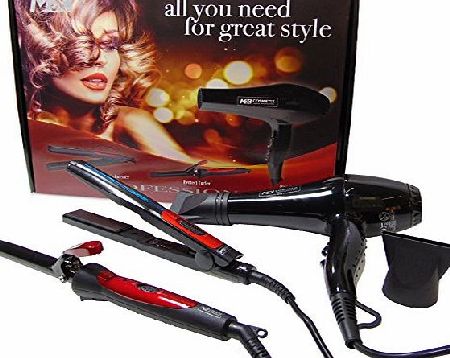 MKCosmetix Hair-styling Professional Set, Professional Hair Dryer, Professional Ceramic Hair Straightener, and Professional Hair Curler All you need for great style