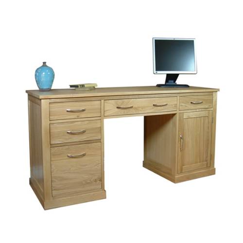 12. Mobel Oak Twin Pedestal Computer Desk