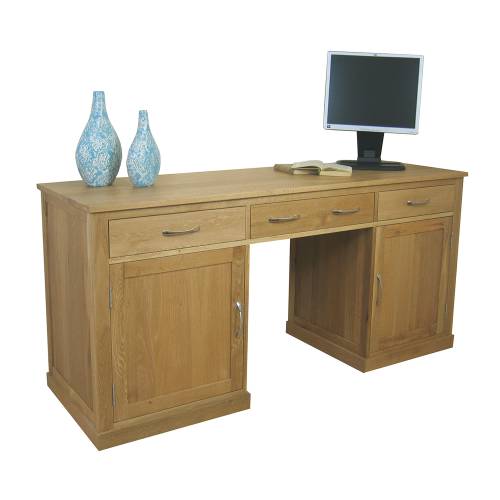13. Mobel Oak Twin Pedestal Computer Desk - Large