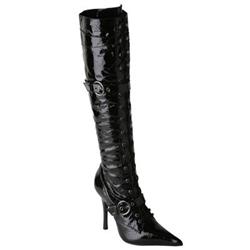 Female Taza Black Patent Leather Patent Upper Fabric Lining Fabric Lining in Black