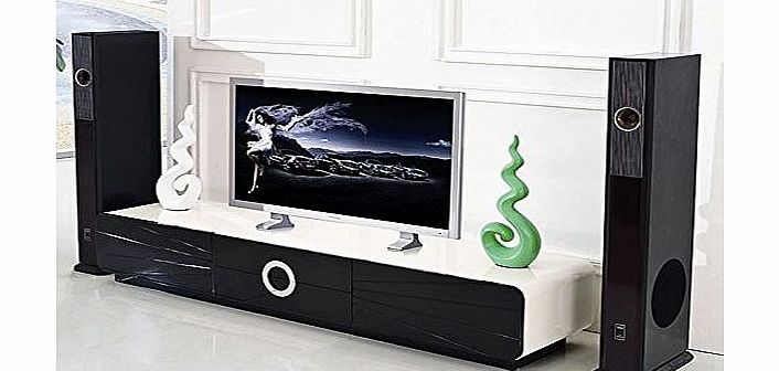 MODERN FURNITURE DIRECT Giovanni Designer High Gloss Black and White Widescreen Tv Unit Cabinet Living Room Furniture