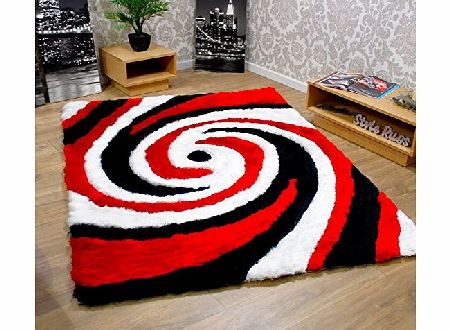 Modern Style Rugs Black Red and White Swirl Pattern Soft Touch Rug New Large Size Rug 140cm x 200cm