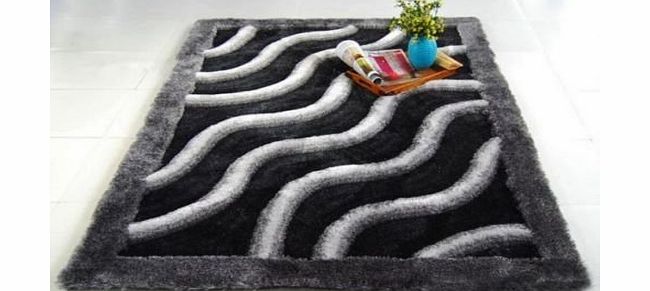 Modern Style Rugs Dark and Light Grey Soft Touch Modern Rug Handcarved 3D Effect Luxury Pile 140cm x 200cm