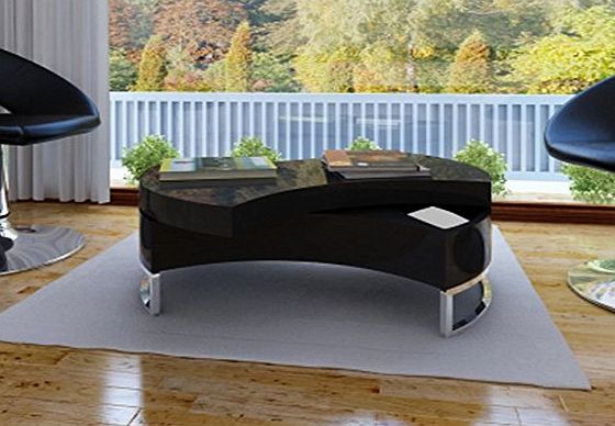 Modern Tables Attractive amp; Elegant High Gloss Coffee Table With Adjustable Shape Made In Solid Construction - This Is An Instant Upgrade To Your Living Room Interior By eCommerce Excellence (Black)