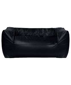 Modular 2 Seater Leather Effect Beanbag Sofa - Black