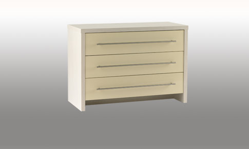 Bedroom Cream Gloss 3 Drawer Wide Chest