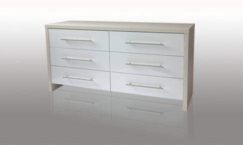 modular Bedroom White Gloss 6 Drawer WideChest