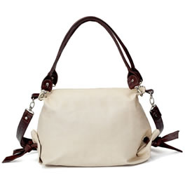 Bone and Brown Leather Thumper Bag