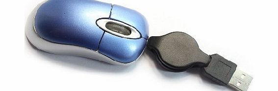 MOGOI TM) Blue Mini Retractable USB Cable Optical Mouse Portable PC Laptop Mouse for Children With MOGOI Accessory Wire Winder