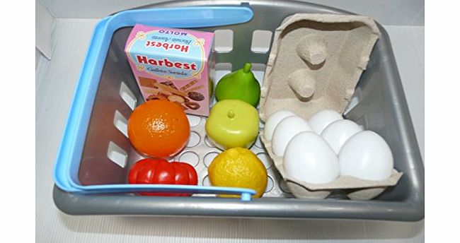 Molto Kids Role Play Toy Shop Shopping Grocery Basket With Plastic Food