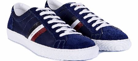MONCLER Blue Monaco Suede And Canvas Sneakers