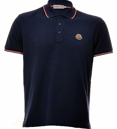 MONCLER Cotton Piquet Slim Fit Polo In Navy