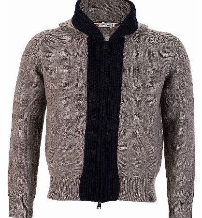 MONCLER Grey Knitted Hooded Top