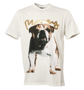 Bright White T-Shirt with Printed Bulldog