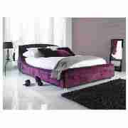 Double Upholstered Bed, Aubergine Chenille