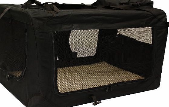 MOOL  Lightweight Fabric Pet Carrier Crate with Fleece Mat and Food Bag - Large (70 x 52 x 52 cm), Black