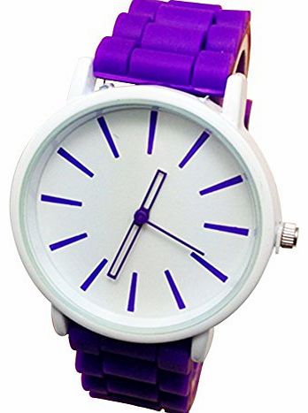 Fashion Simple Sweet Style Sugar Color Rubber Silicone Jelly Ice Hollow out Pointer Wrist Watch Clock Wristband Wristwatch Women Lady Girl Dress Watch Fresh Youthful Round Shape Glass Dial (Pu