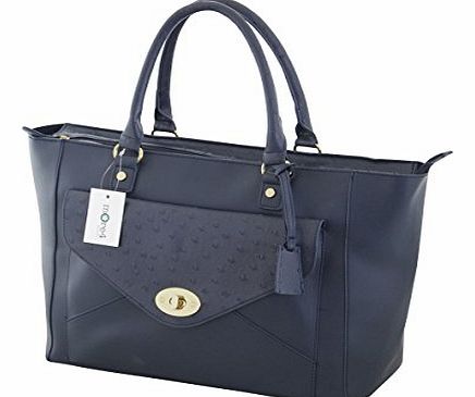 Ladies Designer Style Boutique Shoulder Large Envelope Style Faux Leather Satchel Messenger Handbag Bag (Blue)