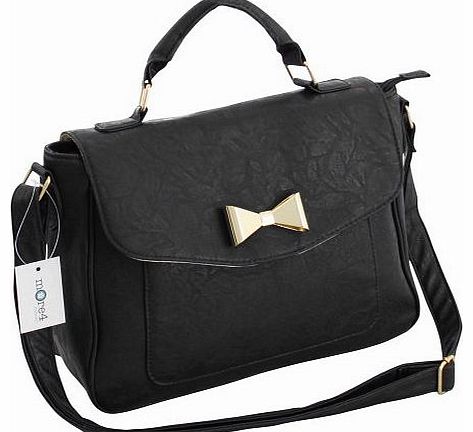 Ladies Girls Designer Celebrity Shoulder Satchel Business Faux Leather Shoulder Handbag (Black)
