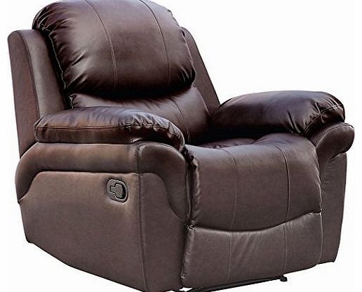 MADISON REAL LEATHER RECLINER ARMCHAIR SOFA HOME LOUNGE CHAIR RECLINING GAMING (Brown)