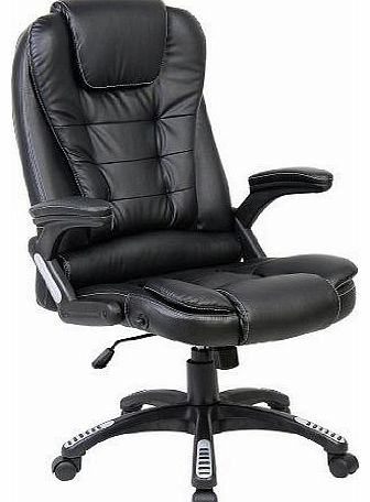 RIO BLACK LUXURY RECLINING EXECUTIVE HIGH BACK OFFICE DESK CHAIR FAUX LEATHER SWIVEL