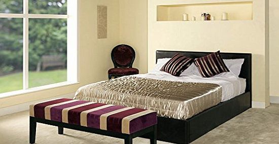 More4Homes THE MADRID BROWN 4FT 6IN DOUBLE FAUX LEATHER OTTOMAN STORAGE BED w GAS LIFT BASE