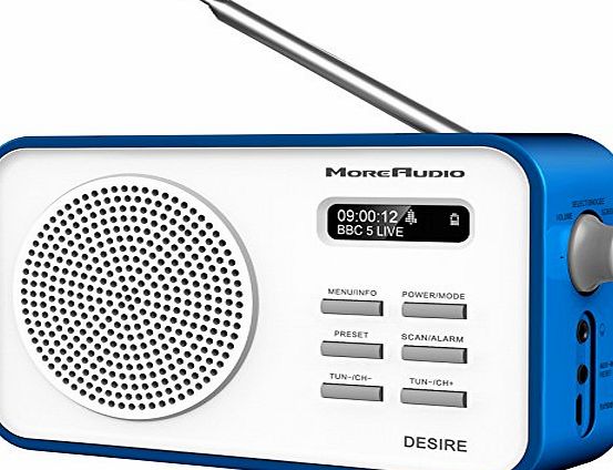 MoreAudio Desire DAB Digital FM Radio Alarm Clock - Rechargable Battery / Mains Powered - Black