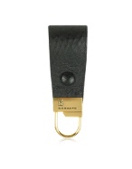 Black Ostrich Stamped Leather Key Fob