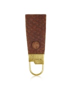 Brown Python Stamped Leather Key Fob