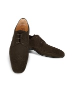Moreschi Dark Brown Suede Wingtip Oxford Shoes