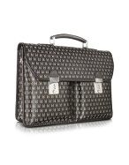 Front Pockets All Over Logo Double Gusset Briefcase