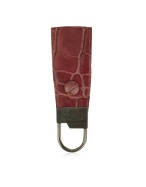 Moreschi Wine Red Croc Stamped Leather Key Fob