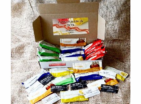 Moreton Gifts Weekend Travel Essentials Condiments Box - Ketchup, Salad Cream, Mayonnaise, Mustard, Vinegar, Salt amp; Pepper - Great for Holidays, Festivals, Camping, Offices - By Moreton Gifts