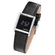 Morgan black digital stone set watch