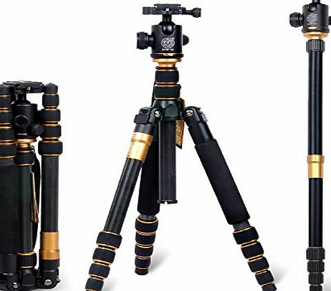 Morjava Q666C Compact Carbon Tripod monopod with Ballhead amp; Quick Release, Portable Traveling Tripod for DSLR Camera Canon Nikon Pentax,Load up to 33 lbs